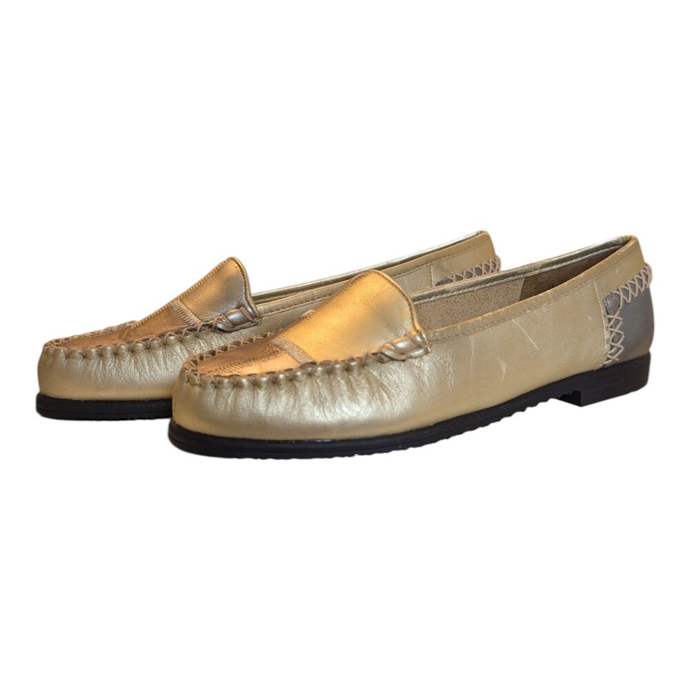 Mootsies Tootsies Metallic Patchwork Leather Loafers Womens 6M Distressed Casual